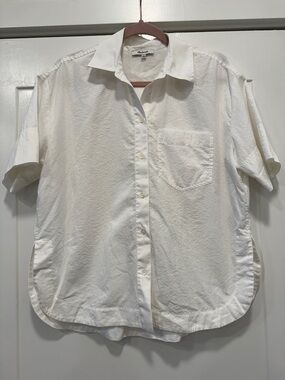 Madewell white Short Sleeve Button-Front Shirt cotton blend small